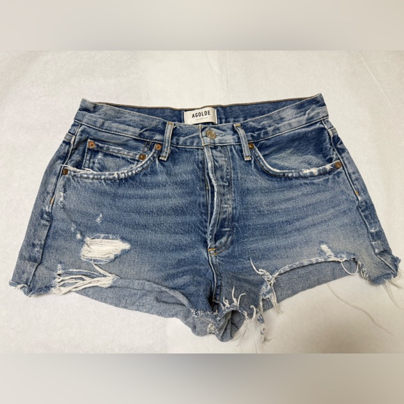 Agolde Light Blue Distressed Parker Jean Shorts🌻